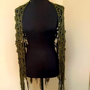 Olive crocheted shrug